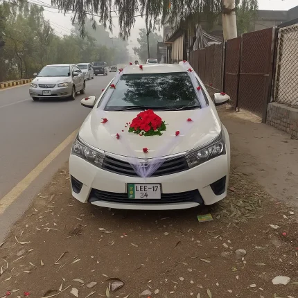 Simple Ribbon & Red Roses Wedding Car Decoration