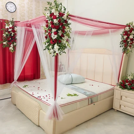 Red & White Canopy Wedding Room Decoration