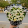 Elegant white fresh flower bouquet with chrysanthemums and lilies – Lahore Blooms