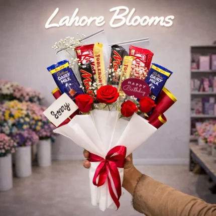 Dairy Milk Chocolate Bouquet for Birthday – Mixed Chocolates & Red Roses