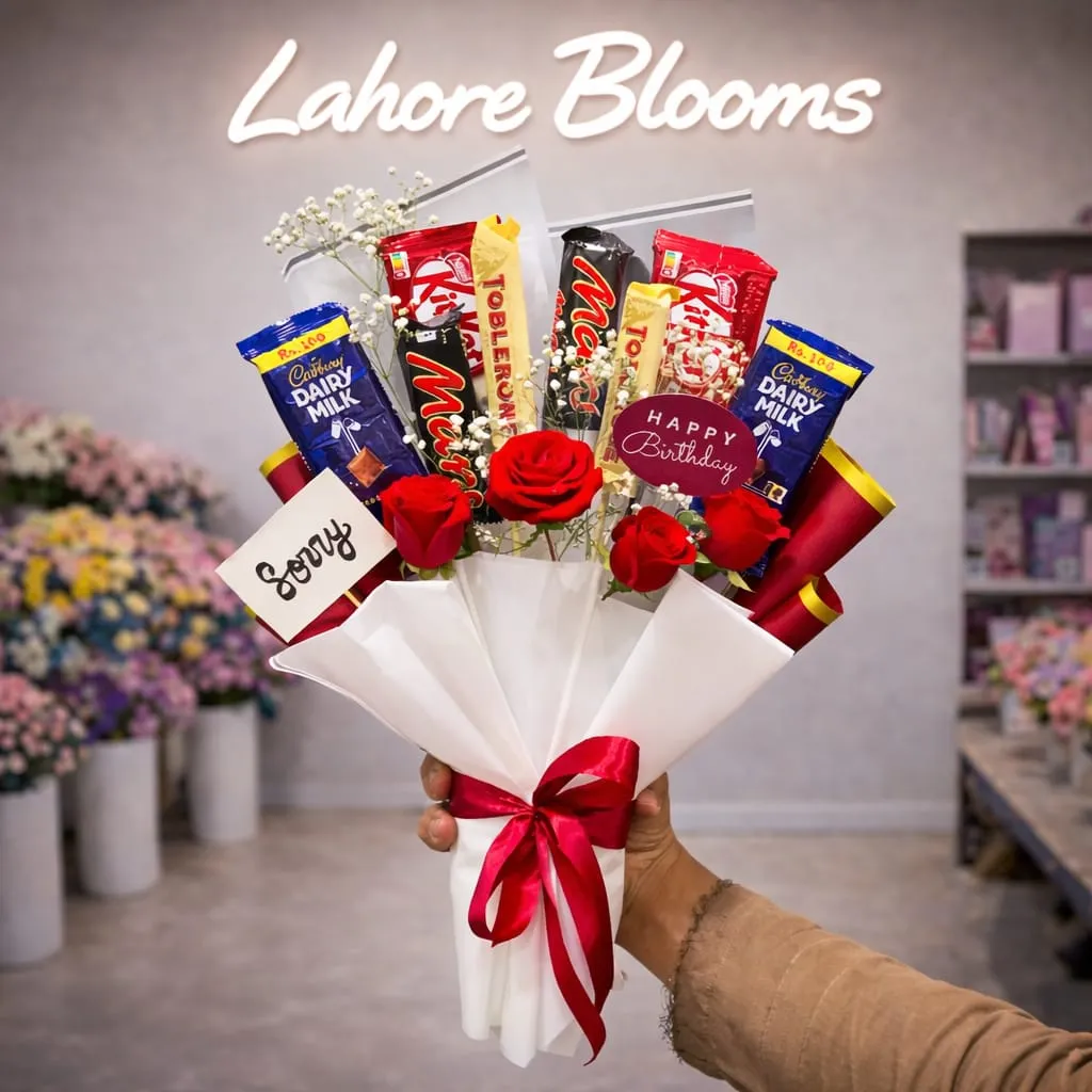 chocolate (3) Dairy Milk Chocolate Bouquet for Birthday – Mixed Chocolates & Red Roses