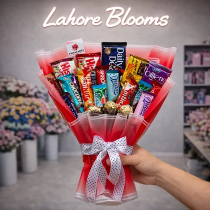 Imported Chocolate Bouquet – Ferrero Rocher, Milka, Dairy Milk & KitKat