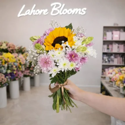 Mixed Wildflower Bouquet – Sunflower, Chrysanthemums & Daisies