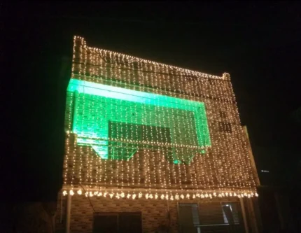 affordable wedding house lights decoration in lahore with green accent lighting panel