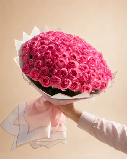 Rosé Royale 100 Rose Bouquet in Lahore - Lahore Blooms