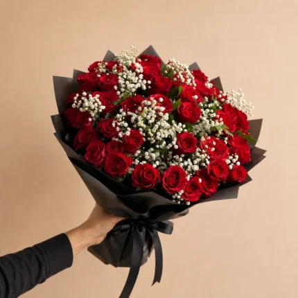 Velvet Grand 50 Rose Bouquet in Lahore - Lahore Blooms