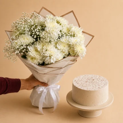 Ivory Grace Flower & Cake Combo in Lahore