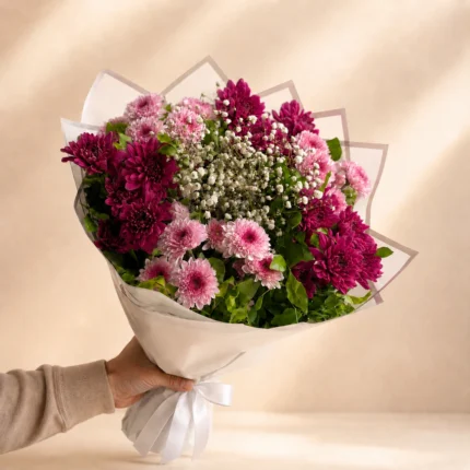 Aster Blush Chrysanthemum Bouquet in Lahore - Lahore Blooms
