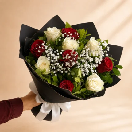 Crimson Ivory Rose Bouquet in Lahore - Lahore Blooms