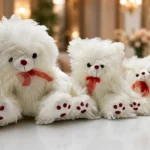 Fluffy Thai Teddy Bear with Red Bow – 40cm, 50cm & 60cm