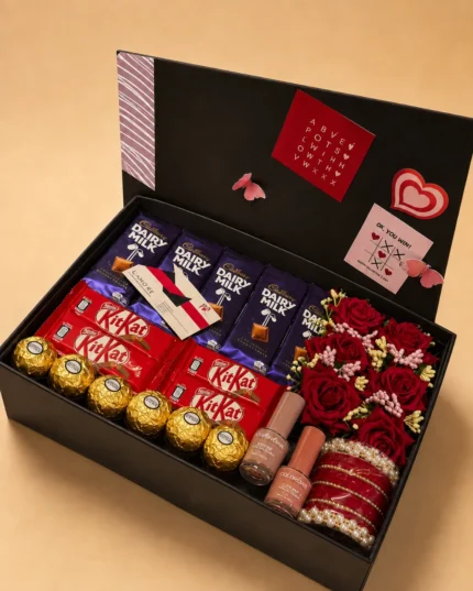 Birthday Chocolate Rose Gift Box for Her with Bangles and Nail Polish Lahore