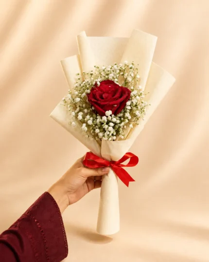 Single Red Rose Bouquet in Lahore | Red Letter